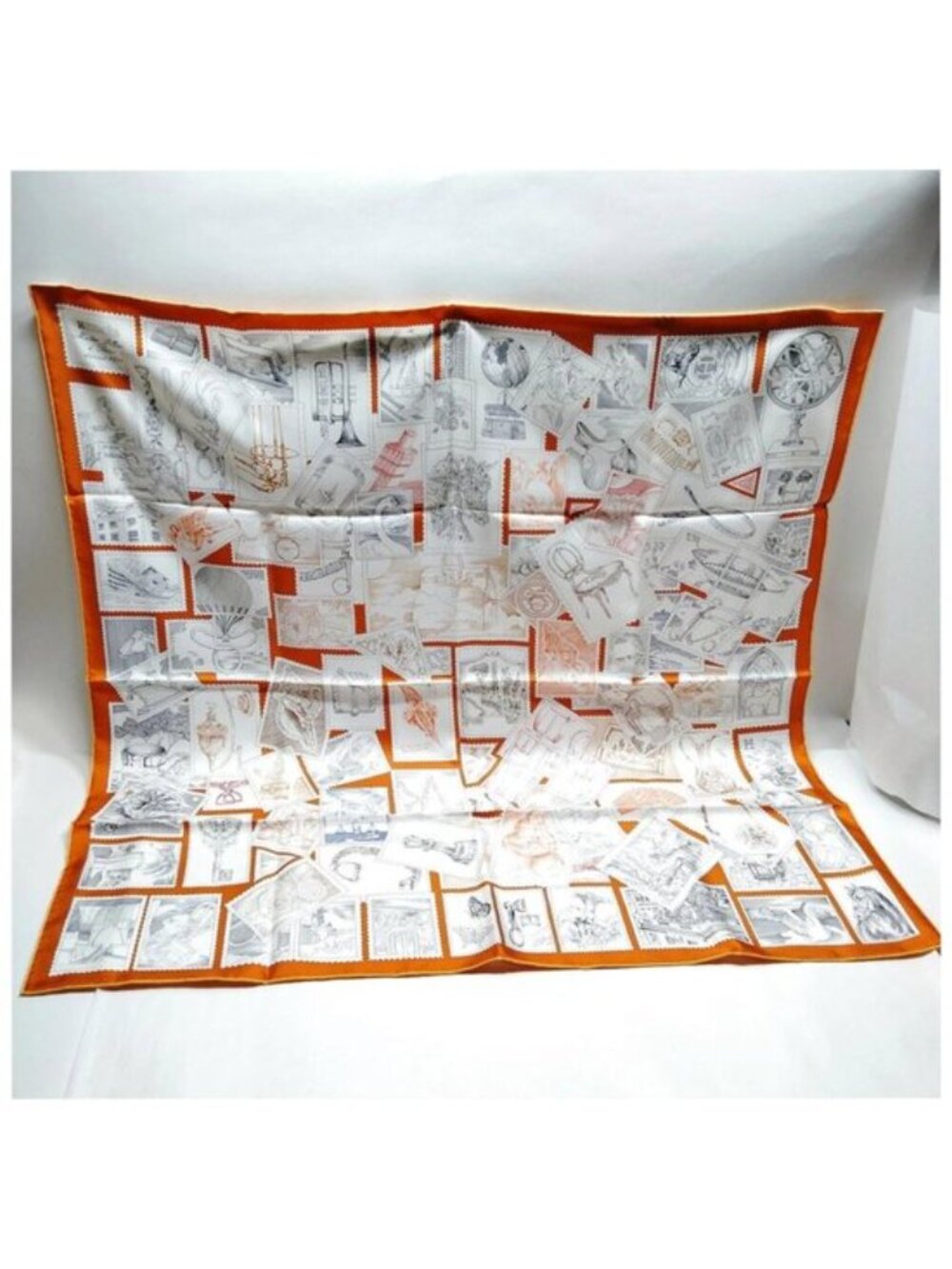 Hermes Le Philatéliste du Faubourg Silk Scarf Orange - Picture 2 of 10